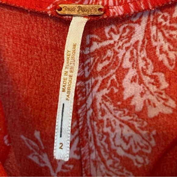 Free People Red Floral Wide Leg Jumpsuit Size 2 - Picture 2 of 5